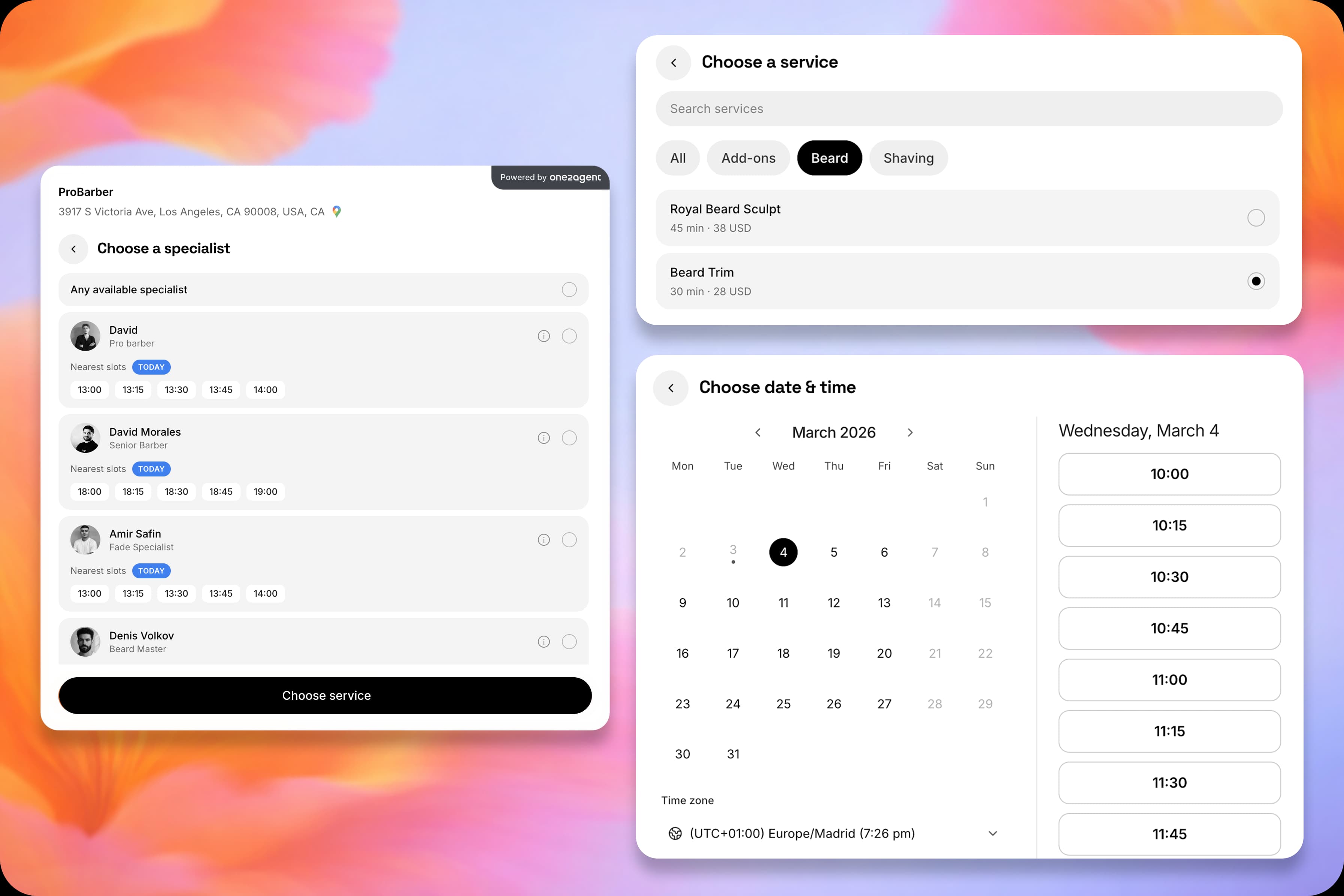 Booking links and scheduling automation screens