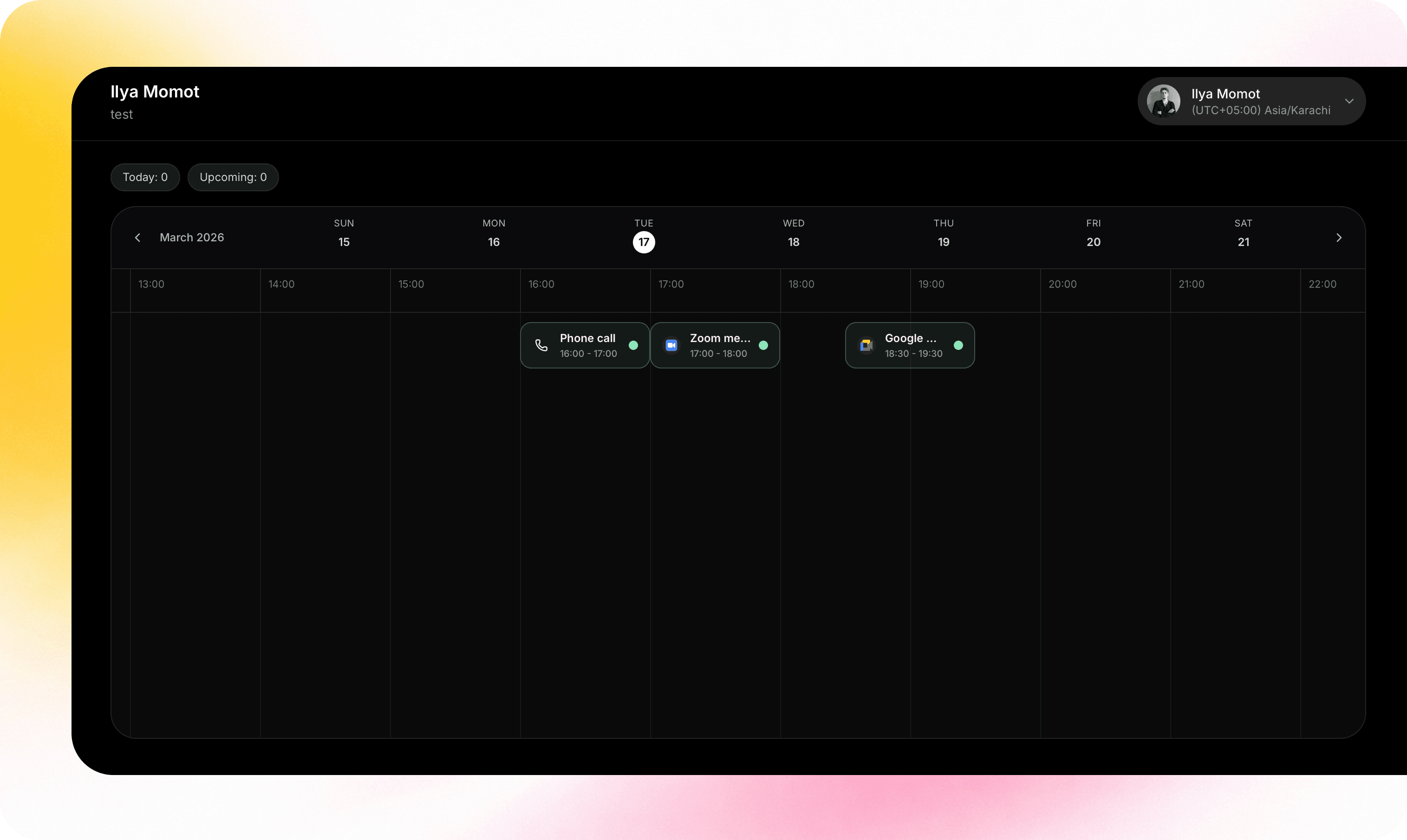 OneTwoAgent staff portal desktop scheduling view