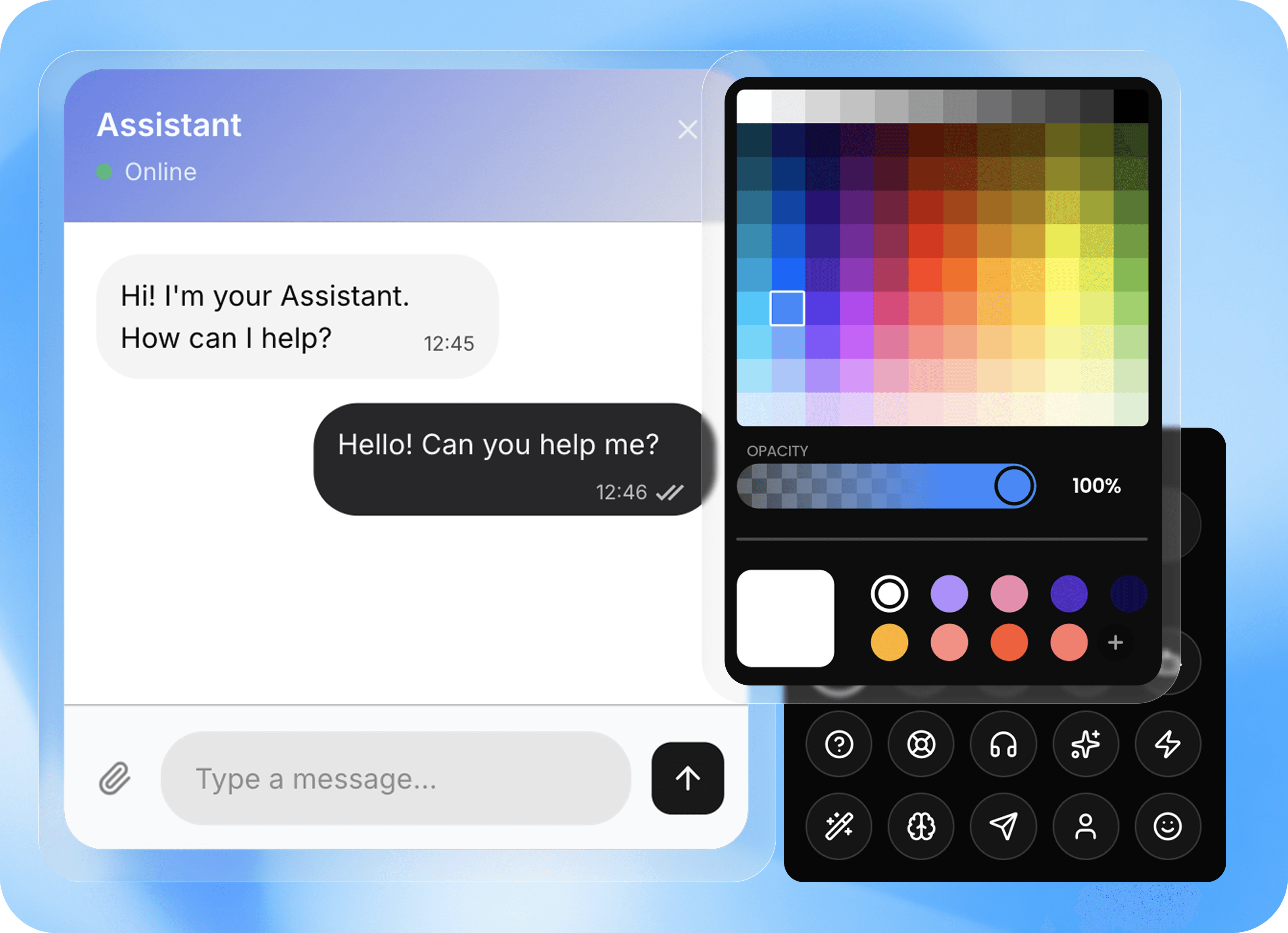 OneTwoAgent website widget customization preview