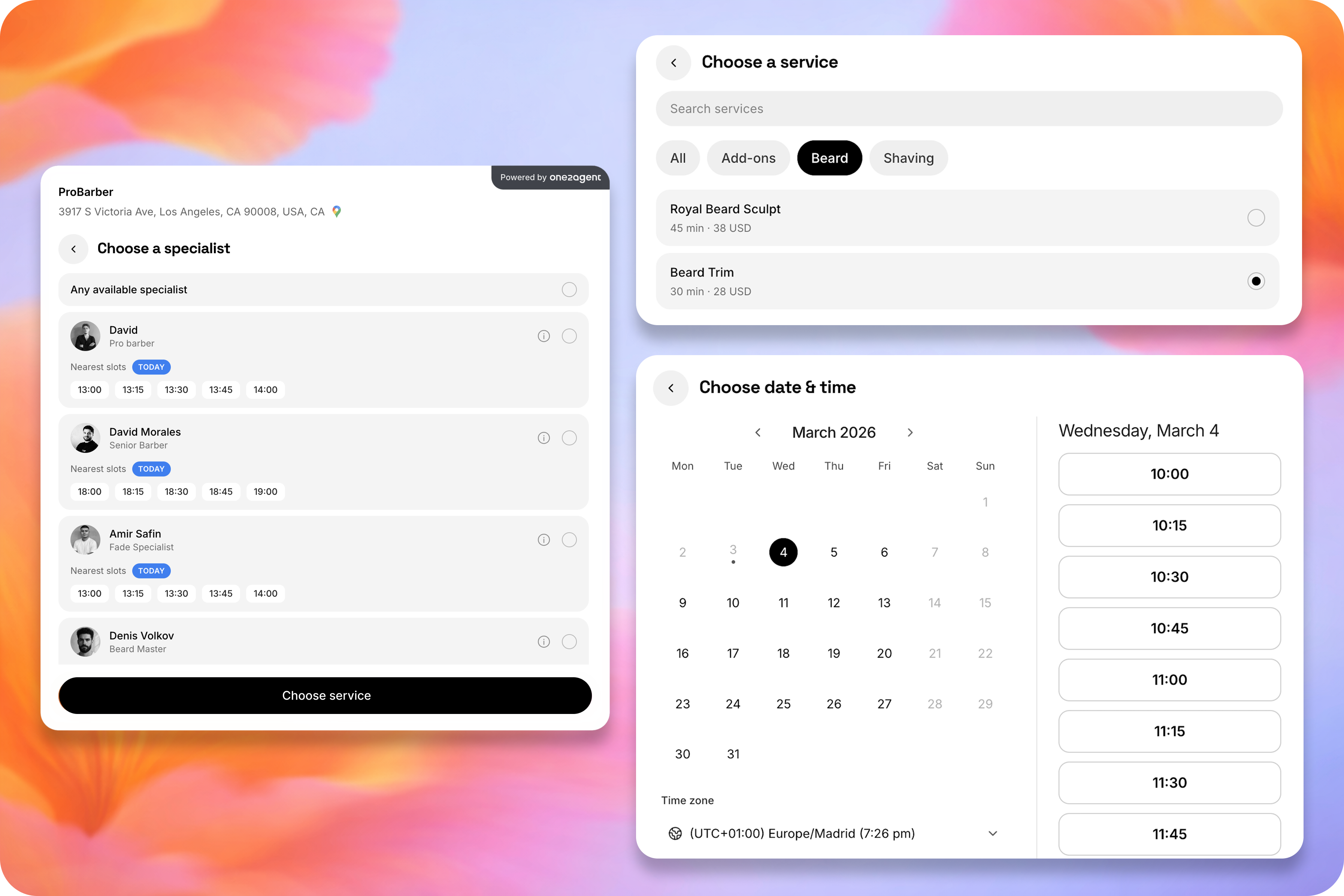 Booking links and scheduling automation screens
